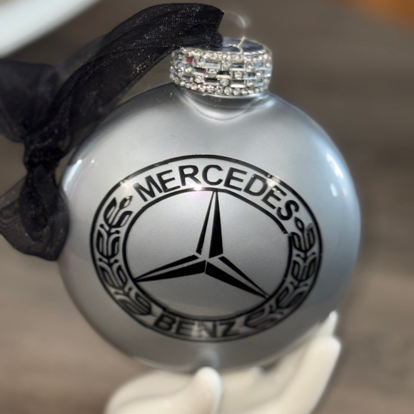 Christmas Ornament, Black/Silver Mercedes Gift, Handmade Gift, Holiday Gift - Picture 11 of 16